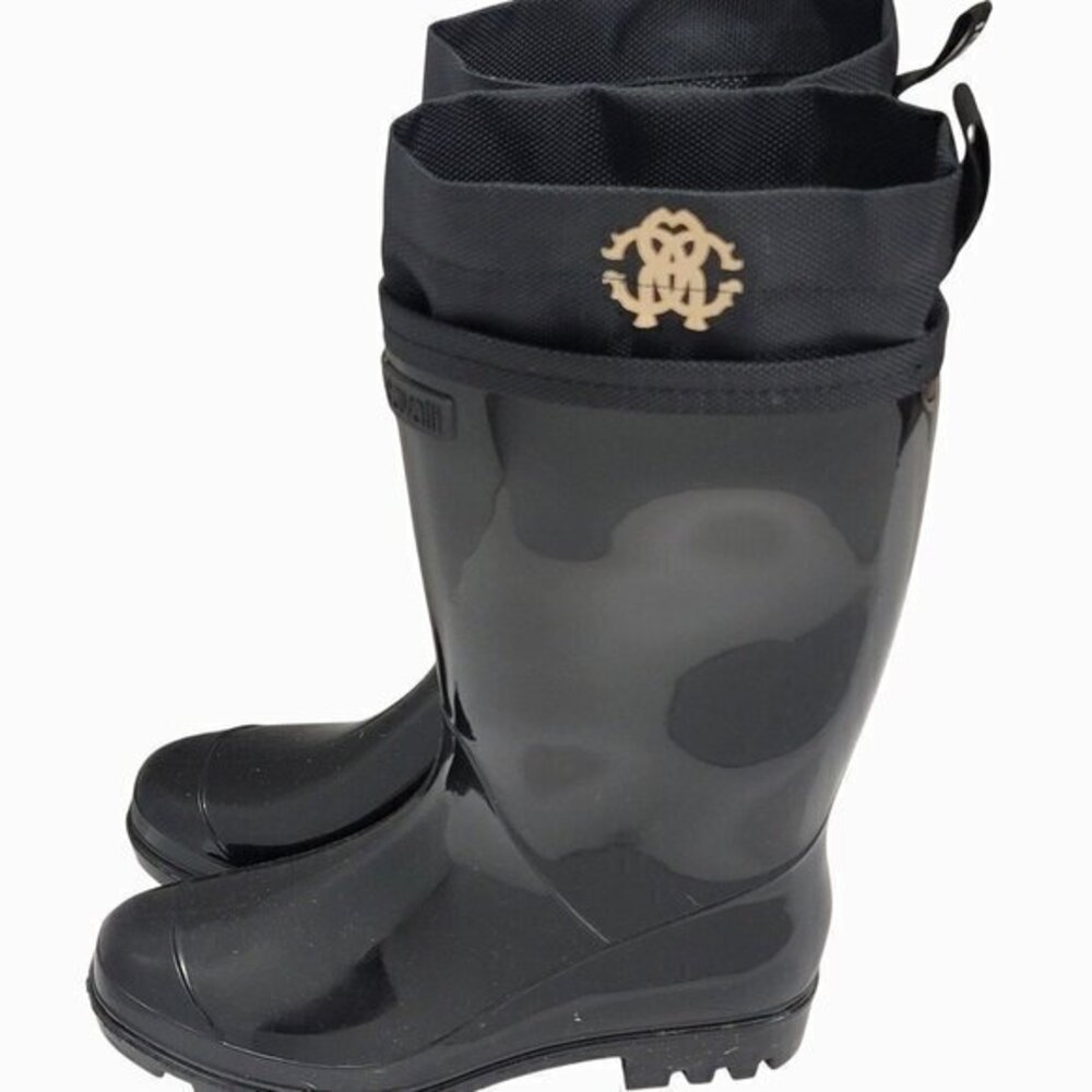 Roberto Cavalli Boots Black Rubber Rain 35 - Picture 7 of 12